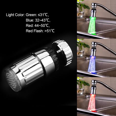 Mit 360° drehbarem Wasserantrieb, LED-Licht, Küchenarmatur, Spülkopf, 3 Farben, Duschkopf, Spültülle (1/3)
