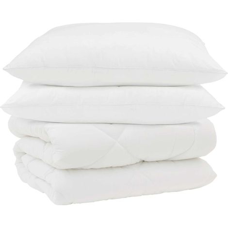 Duvet d'hiver avec oreiller 3 pcs Blanc Microfibre (1/5)
