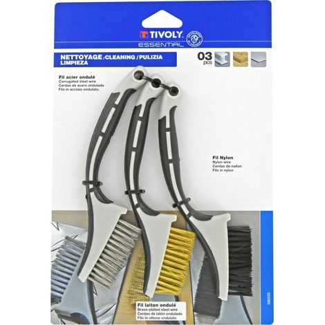 Tivoly • Lot 3 pièces : mini-brosses à main manche plastique 