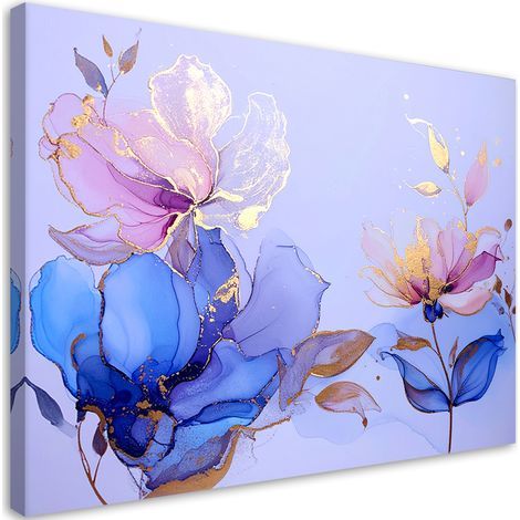 Quadro su tela, fiori di violetta blu - 30x20 (1/2)