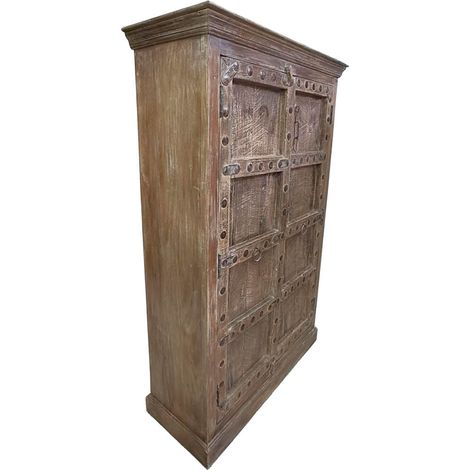 Armario de madera acabado artesanal marrón 120x46x170 cm (1/5)