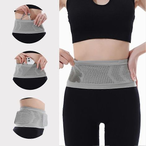 Ceinture de sport invisible et sans coutures, grande capacité, idéale pour le cyclisme, la course à pied et le fitness en extérieur. Sac banane respirant pour ranger votre téléphone portable. (1/5)