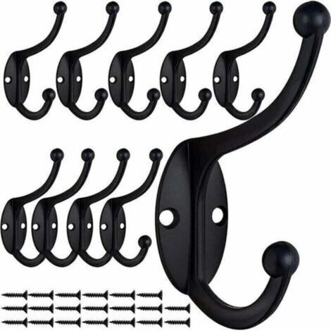 10 Pcs Rétro Crochet Patère Porte Manteau Mural Vintage Crochet , XU,de Porte Métal pour Salle de Bain Cuisine Chambre Entrée (Black) - (1/4)
