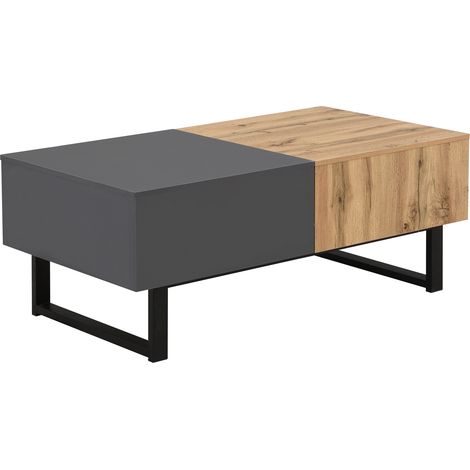 Tavolino da caffè scorrevole con vano contenitore 155x55x40 cm legno e metallo (1/5)