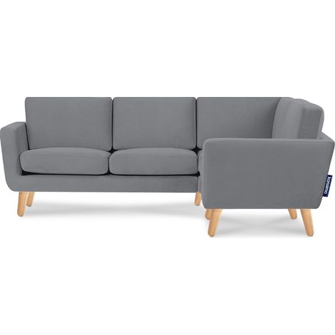 KONSIMO Ecksofa rechts mit Armlehnen "TAGIO", Grau, Stoff, Scandinavian, 220x80x181cm (1/4)
