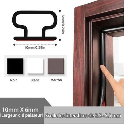 Joint Porte Fenêtre Isolant Froid et Phonique D-Profil,Joint De Porte D'Entrée Caoutchouc Autocollant,Bande PVC Cadre Porte Voit (1/4)