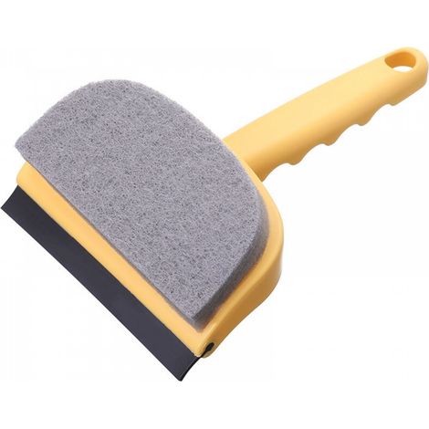 Éponge jaune, 11,519 cm, tête de brosse double face, brosse de nettoyage pour miroirs en verre, raclette à vitre. (1/5)