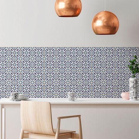 Sticker Mural Carrelage adhésif Cuisine Salle de Bain - 30 STICKERS CARREAUX DE CIMENT AZULEJOS BETTA - 30stickers20x20cm (1/5)