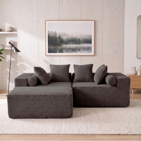 Sofá modular en L de 3 piezas, compacto para salón pequeño, con chaise XL y asiento independiente, sin montaje y adaptable para pisos, visitas y descanso CHICFURN (1/5)