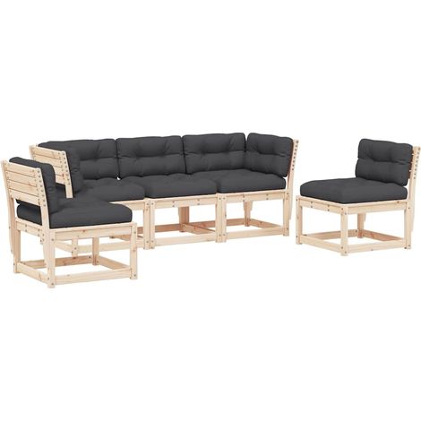 5 Piece Garden Sofa Set with Cushions Solid Wood Pine vidaXL (1/5)