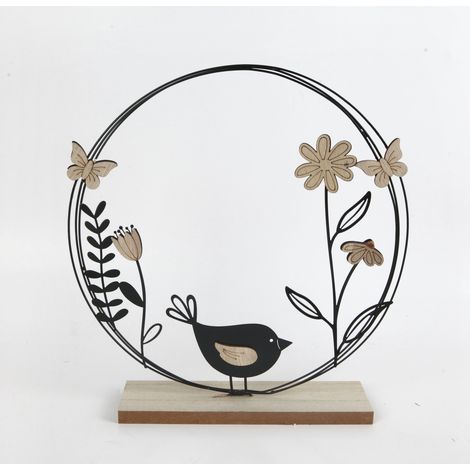 TrendLine Aufsteller Holz mit Vogel und Blumen 29 x 6 x 30 cm Figuren