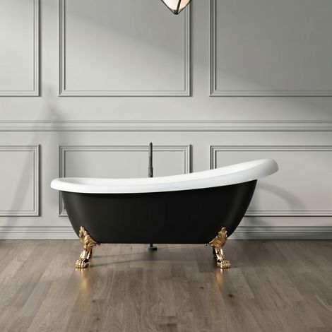 Bañera con patas RICHMOND NEGRA 171 cm patas LEÓN DORADAS