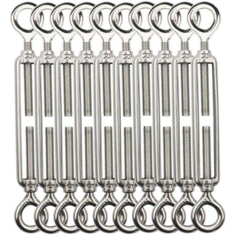 Tenditore a filo, tenditori a filo M5, gancio e gancio per tenditore a cavo, tenditori a cavo in acciaio inox 304, utilizzati per stendibiancheria, appendere, cavi per ringhiere - 10 pezzi