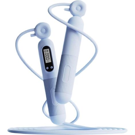 Corde à sauter avec poignée antidérapante et compteur,comptage électronique,convient aux garçons,aux filles et aux enfants (bleu) (1/2)