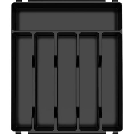 Range Couverts pour Tiroir,6 Compartiments,Organisateur Couverts Tiroir Cuisine,Plastique Rangement Couvert pour Cuillères Fourchettes Couteaux Vaisselle,Robuste,Facile nettoyer,Noir