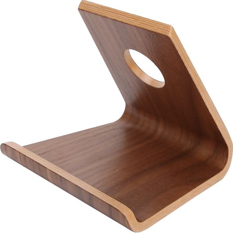Support double face en bois marron noyer pour tablette, PC et iPad. Compatible avec iPad.
