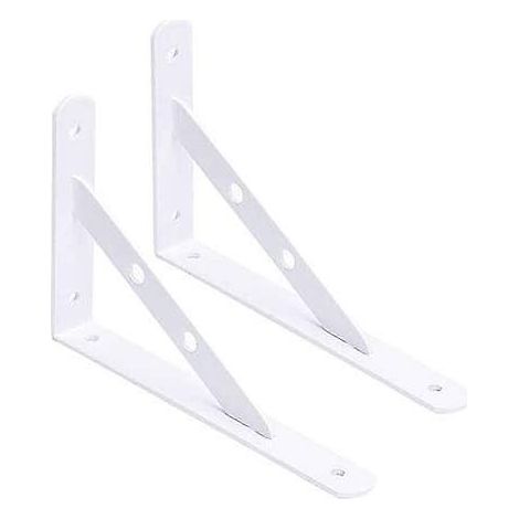 Support décoratif pour étagère murale avec vis en acier inoxydable 200 x 120 mm, lot de 2, blanc (1/5)