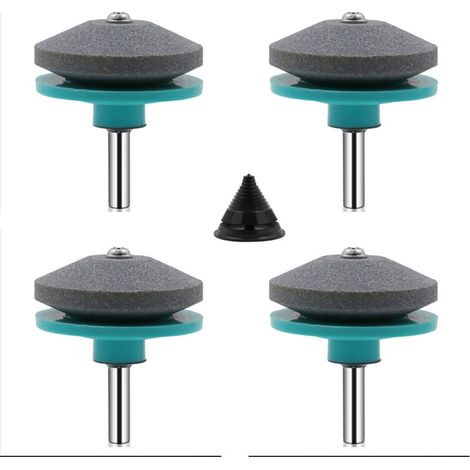 4 Pièces Affuteur Lame Tondeuse Gazon Universel Aiguiseur de Tondeuse Accessoires pour Tondeuses avec 1Pcs Kit D'équilibrage de Lame. (vert et bleu) (1/5)