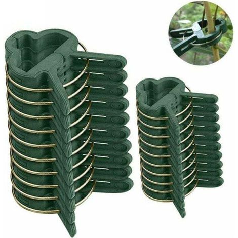 Packung mit 20 Pflanzenclips für Kletterpflanzen, 2 Größen, Stützclips für Ranken, Tomaten, Gartengemüse (10 große Clips, 10 kleine Clips) (1/5)