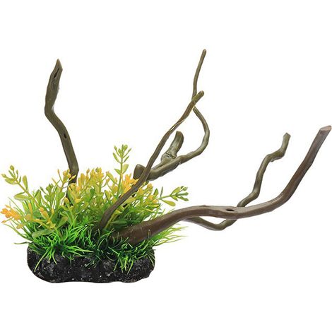 1 plante artificielle pour aquarium, racine d'arbre en PE et résine, dimensions 24 x 14 x 9 cm, décoration paysagère aquatique (1/5)