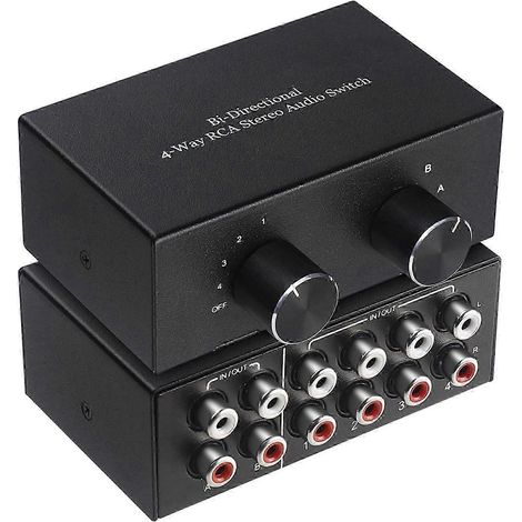 Commutateur audio stéréo RCA à quatre canaux bidirectionnel, canal gauche/droite, distributeur audio 2 entrées/4 sorties ou 4 entrées/2 sorties. (1/5)