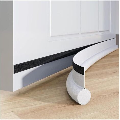 BUNTHAUS Joint de Porte Coupe-Vent Auto-adhésif pour Portes, 93 cm sous Porte Coupe-Vent isolable Balai de Porte Protection Contre Les intempéries, insonorisé, Blanc (1/3)