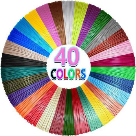 40 Couleurs Filament Stylo 3D 1,75MM Recharge 3D Pen Filament Total 120M pour Fil Crayon 3D (Stylo 3D non Inclus) Femeo (1/5)