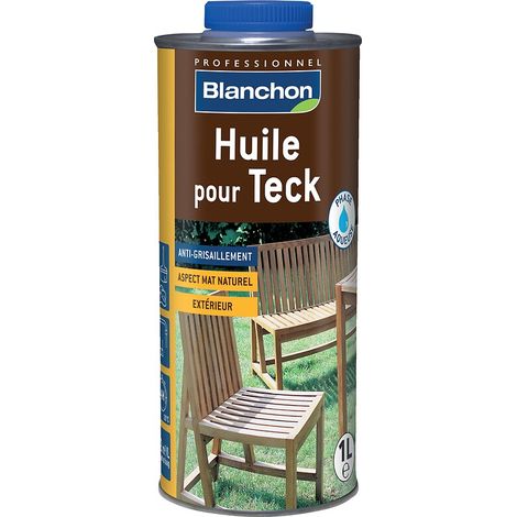 Blanchon – Huile pour bois teck 2,5L – Hydrofuge et anti-taches – Application au pinceau pour bois extérieur – Aspect mat naturel