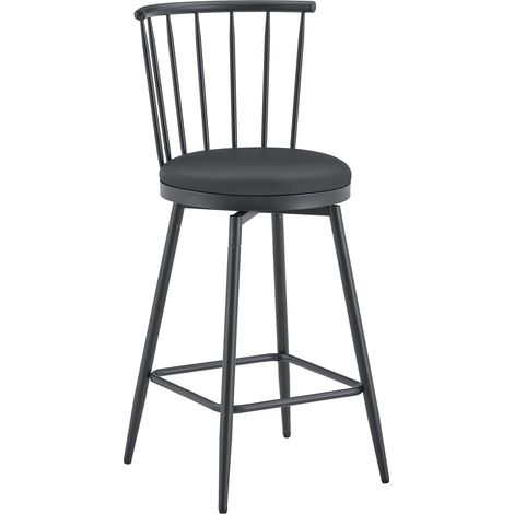 Sgabello da bar in metallo stile Windsor con seduta imbottita in PU nero 96 cm MODENUIT (1/5)