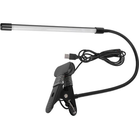 Lampe de Bureau LED Clip Étanche Flexible Lampe de Lecture USB Aluminium Noir Douce Lumière Régulée Froide et Chaude Simple Tube Clip Folding Rotation