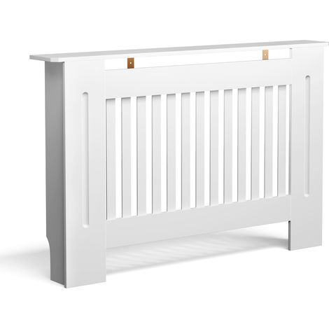 Toboli Heizkörperverkleidung weiß 112 x 19 x 82 cm, Heizkörperabdeckung aus MDF, Holzverkleidung für Heizkörper in Lamellenoptik (1/5)