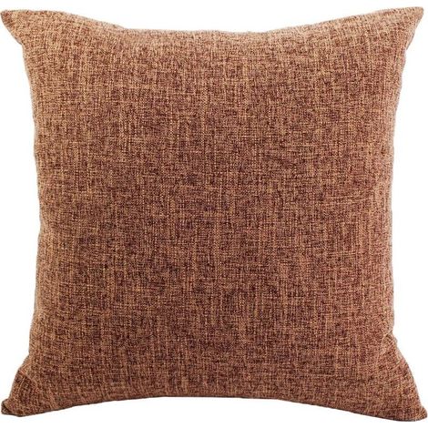 Housses de Coussin Coton Lin en Couleur Unie Throw Pillow Case Chambre Salon Sofa Décoration de Maison Carré Taie d'oreiller Invisible Fermeture à glissière Marron 55X55CM (1/5)