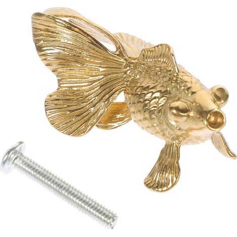 Bouton de Meuble en Laiton Or Design Poisson Doré, Poignée Confortable et Portable pour Tiroir, Armoire et Commode, Décoration Délicate pour Meuble (1/5)