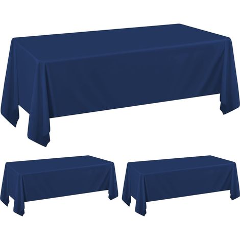 Lot de 2 Nappes, Polyester, 153x260 cm, Bleu Marine, Lavable, Table Rectangulaire, Mariage, Banquet