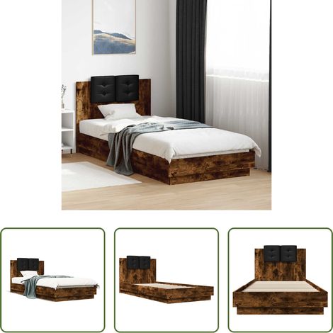 Oreiller de tête - Cadre de lit sans matelas chêne fumé 90x200 cm (1/5)