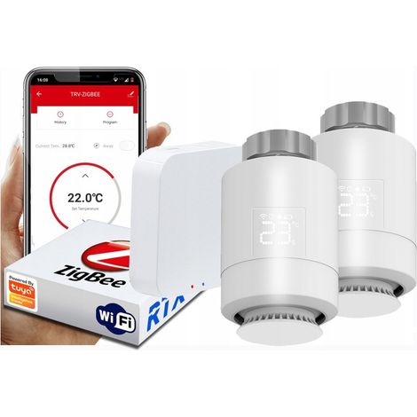 2x Testina termostato RTX + Gateway WiFi Zigbee Tuya SET (1/5)