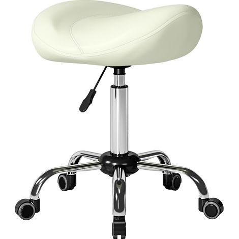 Höhenverstellbarer Massagesessel, PU-Leder, für Spas, Kliniken, Kosmetikstudios und Tattoo-Studios, cremeweiß