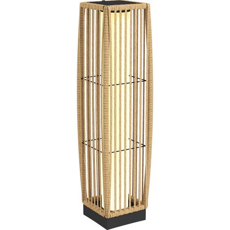 Beyamis Solarbetriebene Stehlampe für den Außenbereich, aus Kunstharz, kabellos und wiederaufladbar, mit Lichtsensor, 19 x 19 x 68 cm, sandfarben