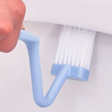 Brosse WC bleue en forme de V : design innovant en courbe en S pour un nettoyage efficace de l'intérieur de la cuvette. (1/5)