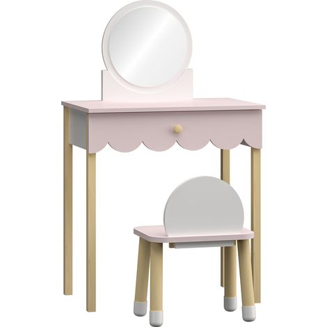 Toeletta per bambini 93 x 56 x 36 cm con sedia rosa e bianca 030011041