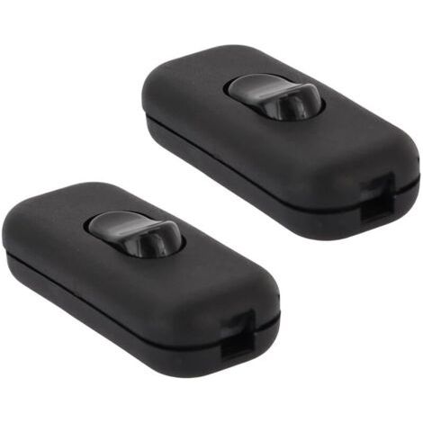 Lot De 2 Noir Interrupteur Torpedo, Interrupteur À Bascule, Interrupteur Bi-Polaire 6A 250V, Lampe Inline 2 Ou 3 Ligne Inline Interrupteur, Pour Petit Appareil, Lampe De Bureau, Lampe De Cheve (1/4)