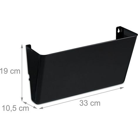 Set di 3 portadocumenti da parete moderni porta documenti 30 x 15 x 15 cm in plastica nera 130015377