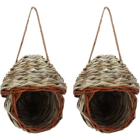 nidos para pájaros, de paja trenzada a mano, materiales naturales, diseño realista, para uso en exteriores. (1/5)