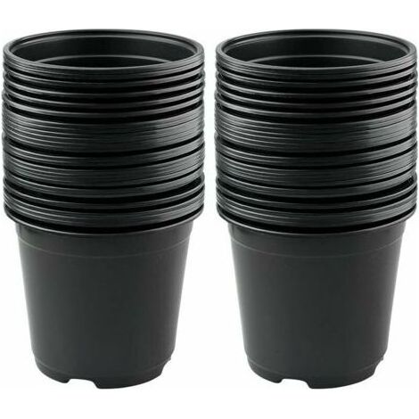 Lot de 50 Pots de Fleurs en Plastique Noir de 15 cm pour Plantes succulentes, légumes et boutures (1/5)
