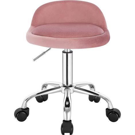 Chaise de bureau pivotante 360°, ergonomique, hauteur ajustable, fauteuil ordinateur avec roulettes, design dossier bas, chaise de travail polyvalente, 53–65,5 × 44 × 30 cm, rose