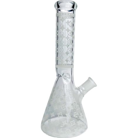 Jarrón decorativo de luz – forma cilíndrica, 25 cm – cristal transparente con elegante diseño de calavera para mesa y salón. (1/5)