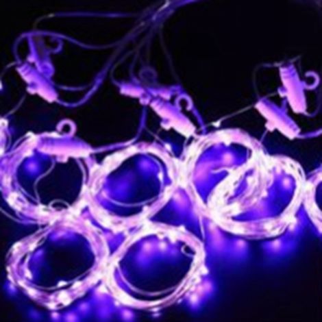 Guirlande lumineuse rideau en fil de cuivre 3x3 mètres, 300 LED, télécommande, alimentation USB, décoration festive, violette (1/2)