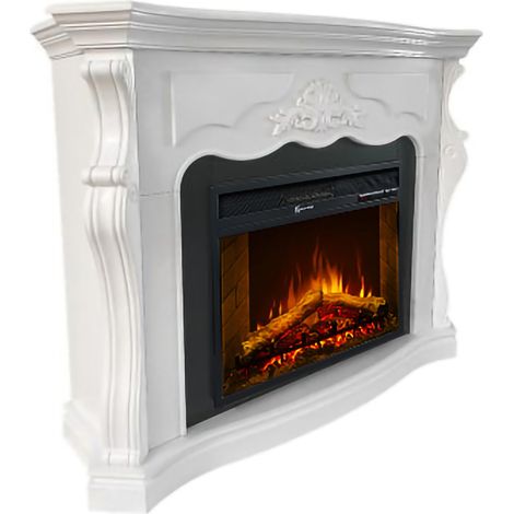 Camino Elettrico Triuggio, Caminetto Superficie Riscaldabile 30 m2, Potenza (kw) 0.9/1.8, Indoor, 123x39x100h cm Bianco
