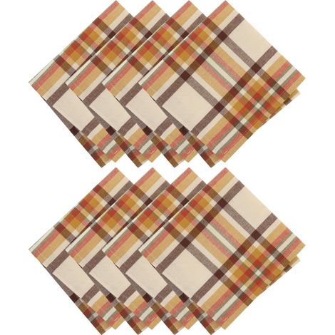 Lot de 8 Serviettes de Table en Coton tissé à Carreaux pour l'automne/Thanksgiving, 43 x 43 cm (1/3)