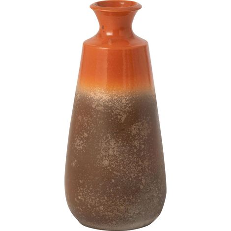 Vase en poterie orange et marron foncé - orange et marron foncé (1/4)